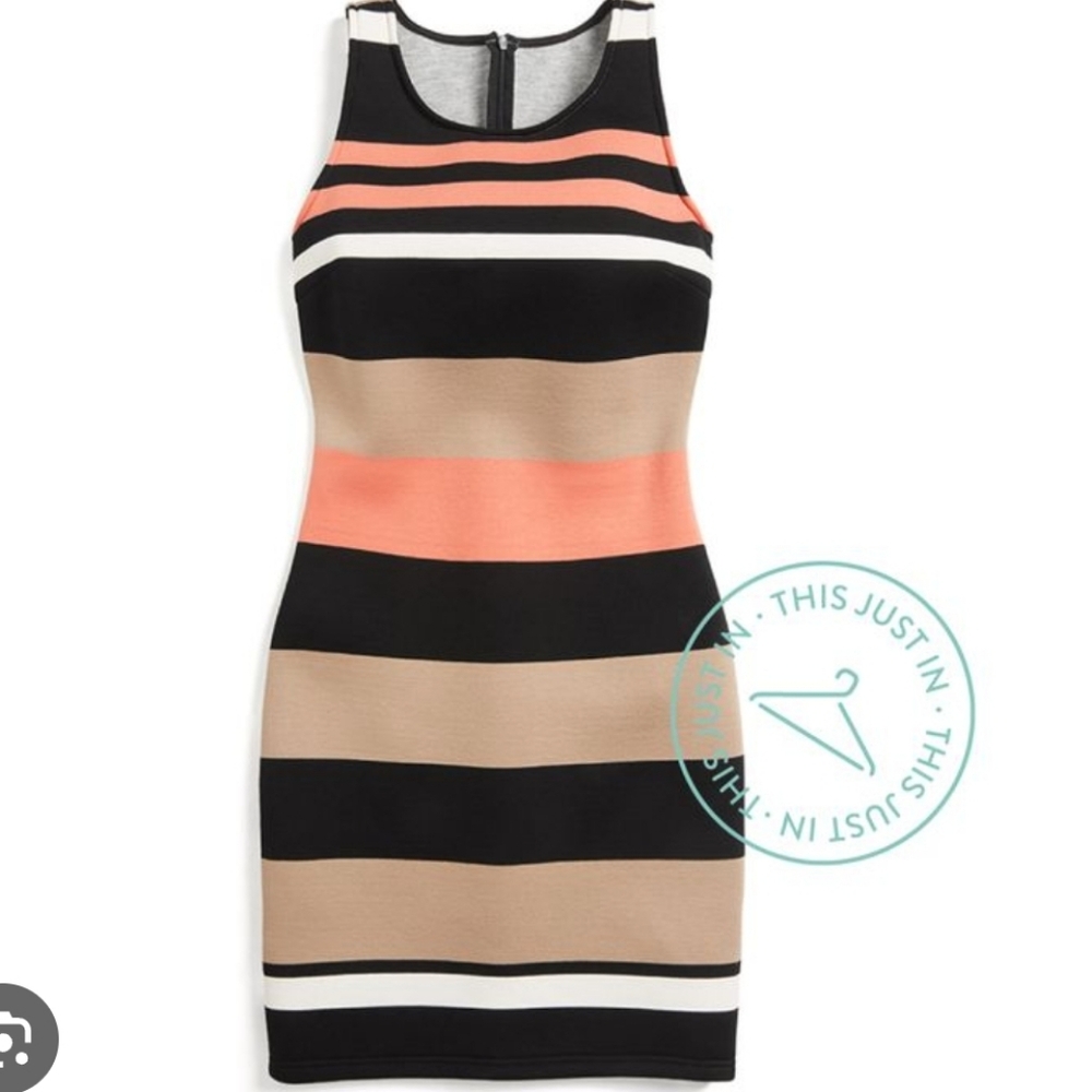 Pixley Colorblock Mini Dress - Black, Tan, Coral